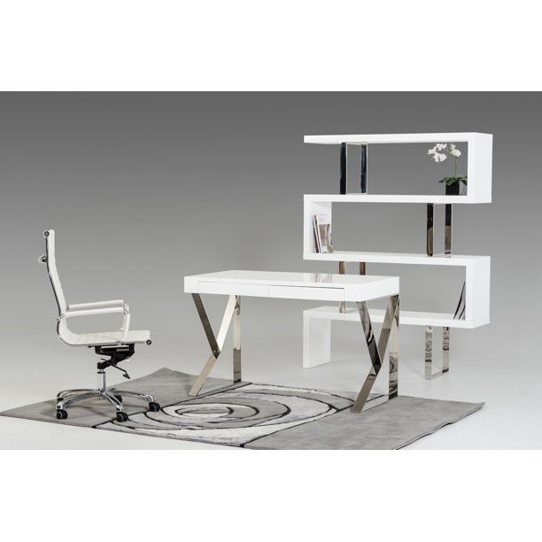 Modern White Lacquer Office Desk