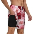 thumbnail image 2 of Yiaed Rose Print Mens Swim Trunks Bathing Suit Compression Liner Beach Swim Shorts Swimwear Quick Dry Zipper Pocket No-Chafing Board Short-3X-Large, 2 of 6