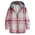 thumbnail image 3 of Mens Polo Shirts M Casual Plaid Print Hooded Collar Long Sleeve Comfortable Breathable Gathering Vacation Pink Button Down Shirt Sizes M, 3 of 7
