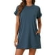 thumbnail image 1 of INSPIRE CHIC Vestido de Noche para Mujeres con Mangas Cortas y Cuello Redondo, Suave Vestido de Noche con Bolsillos S Azul, 1 of 5