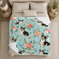thumbnail image 5 of Pembroke Welsh Corgi Floral Rosettes Tricolor Dog Lover, Playful Pet Portrait Pattern, Warm Flannel Blanket for Living Room and Reading Nook, Dog Lovers Friendship Gift, Pet Lover Home Decor, 5 of 9