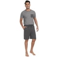 thumbnail image 5 of GIRUNS Men's Pajama Sets 2 piece Sets Crew Neck Shorts Sleeve and Shorts with Pocket Pjs Sleepwear Set Dark Grey XL, 5 of 8