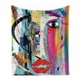 thumbnail image 1 of Art Soft Flannel Fleece Throw Blanket, Contemporary Paint Strokes Splashes Face Paint Kiss Graffiti Grunge Creative Theme, Cozy Plush for Indoor and Outdoor Use, 70" x 90", Multicolor, by Ambesonne, 1 of 6