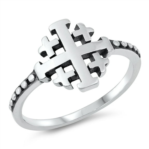 Bali Crosses Statement Ring .925 Sterling Silver Band Jewelry Female Male Unisex Size 7