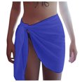 thumbnail image 2 of TEVEQ Womens Summer Solid Beach Skirt Side Knot Short Skirt Swimsuit Cover Ups Swimsuit Coverup for Women Skirt Sarong Coverups for Women Cover Ups for Swimwear Women Blue One Size, 2 of 9