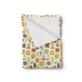 thumbnail image 2 of Bee Soft Flannel Fleece Blanket, Cartoon Bee Apiary and Honey Elements Background Pattern on a White Flat Style Design, Cozy Plush for Indoor and Outdoor Use, 50" x 70", Multicolor, by Ambesonne, 2 of 5