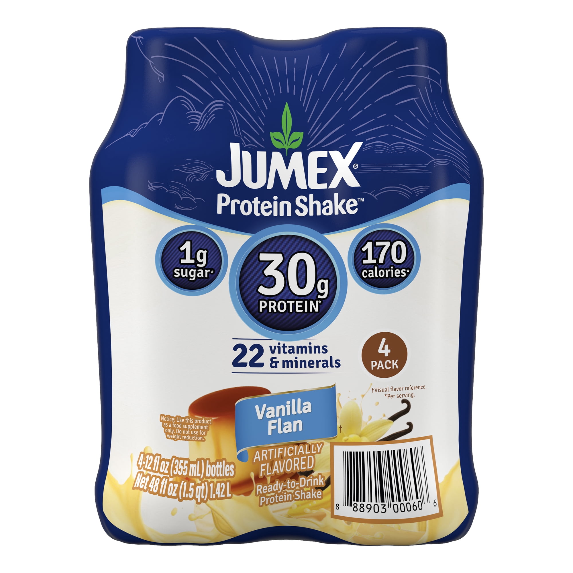 Jumex Protein Shake Vanilla Flan, 30g Protein, 12 fl oz, 4 Pack