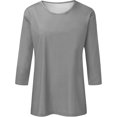 thumbnail image 3 of Women's Casual 3/4 Sleeve T-Shirts Round Neck Cute SolidTunic Tops Basic Tees Blouses Casual Loose Fit Crewneck T Shirts, 3 of 4