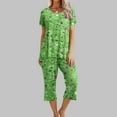 thumbnail image 2 of Ecqkame Pajama Sets for Women 2 Piece Pajama Sets Cotton Sleepwear Tops with Loose Pants Cute Pjs Green XL, 2 of 8