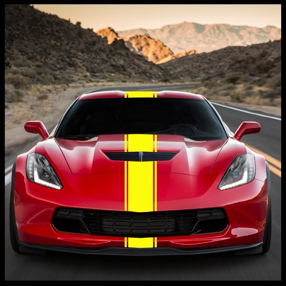 Sticker Connection | Racing Stripes | Hood Rally Vinyl Race Stripes | (7"x72", Yellow)