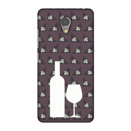 Protective Wing - Lenovo P2 Case, Premium Handcrafted Designer Hard Shell Snap On Case Printed Back Cover with Screen Cleaning Kit for Lenovo P2, Slim, Protective - Wine and pattern with shemrock - Saturated pink