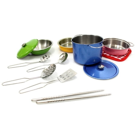 Metal Pots And Pans Kitchen Cookware Playset Toy for 4 year old