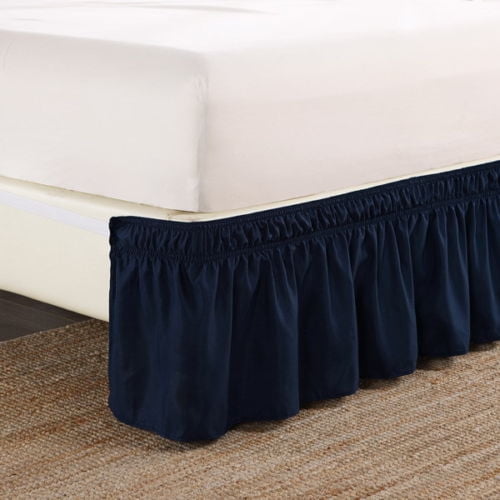 CalKing Navy Blue Elastic Wrap Around Dust Ruffled Bed Skirt Bedding
