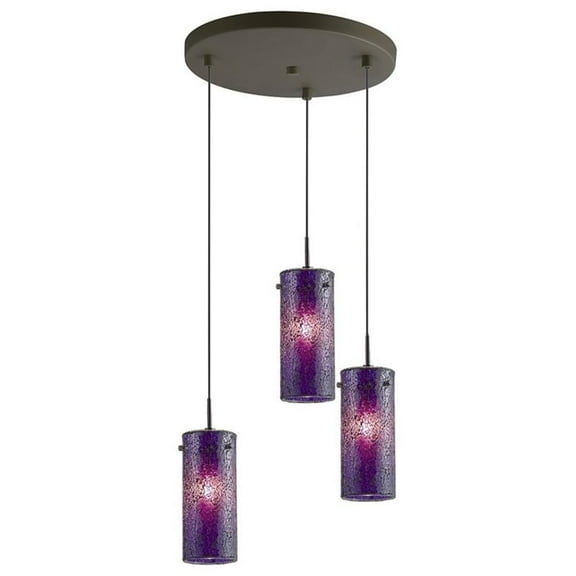 Woodbridge Lighting Tube 3-Light Metal Cluster Pendant in Mosaic Purple
