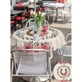 thumbnail image 5 of Outdoor Tablecloths with Umbrella Hole & Zipper, Pink Roses Round Tablecloth 54 Inch, Spring Horseshoes Floral Leaves Rustic Waterproof Table Cloth, Patio/Pool/Picnic Table Covers, 5 of 8