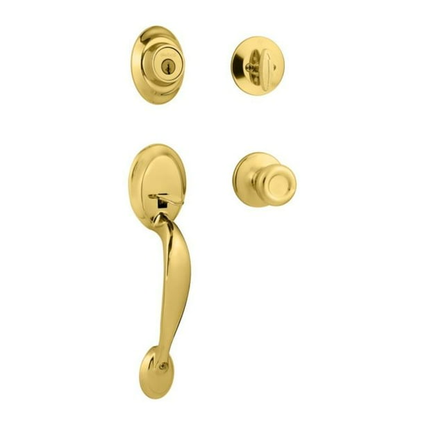 Kwikset 687DALIP3S Dakota Handleset in Bright Brass