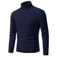 thumbnail image 2 of Miluxas Winter Sweater Mens Ribbed Slim Fit Knitted Pullover Turtleneck Sweater Navy 12(XL), 2 of 8