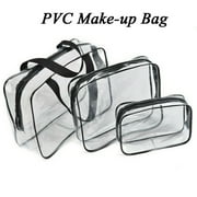 GuliriFei 1PC Clear PVC Plastic Waterproof Cosmetic Bag with Zipper and Handle Makeup Organizing Bags Travel Toiletry Pouch