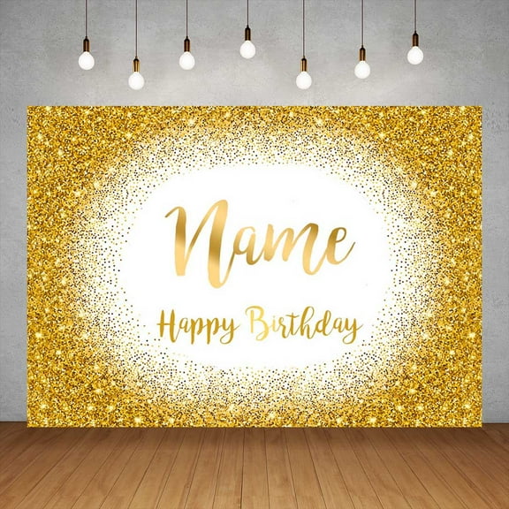 Birthday Party Golden Glitter Custom Name Photography Backgrounds Vinyl Backdrop for Children Party Banner Anniversary Photoz