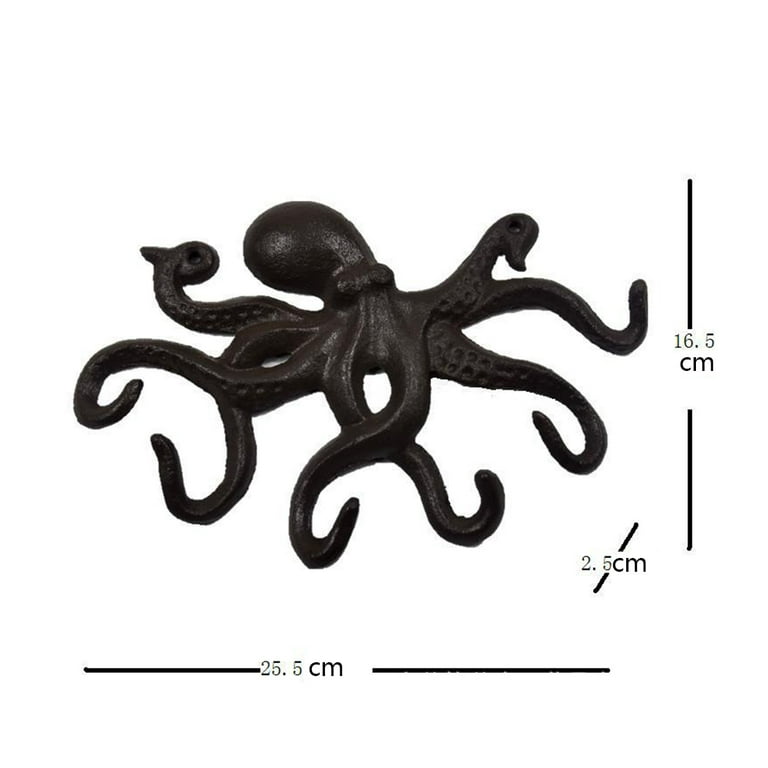 1PC Cast Iron Octopus Shaped Hook Creative Key Hook Decorative Key Rack  Clothes Hanger for Home Living Room 