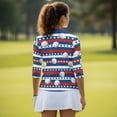 thumbnail image 5 of Binienty Patriotic Women Sport Cloth Golf Tennis Shirts 3/4 Sleeve Sport Shirts Soft and Comfortable Lightweight with Collar Shirt Fit Plain for Golf,Tennis,Running,Gym, 5 of 7