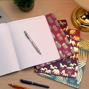 Elan Publishing Company Field Notebook/Journal - 8x10 - Assorted Patterns Gold Foil - Lined - Pack of 5 - ELAN-810-003K