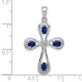 thumbnail image 3 of Sterling Silver Rhodium Dark Sapphire & Diamond Cross Pendant QDX863, 3 of 4