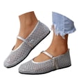 thumbnail image 3 of HAIJIE Women's Mesh Mary Jane Shoes, Breathable Slip-On Casual Footwear, Lightweight Comfort Summer Loafers (Silver,US 6), 3 of 8
