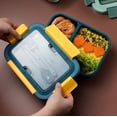 thumbnail image 4 of Lunch Box, Leakproof Bento Box With 4 Compartments Including Sauce Section, Perfect For Kids And Adults, Wheat Blue, Bpa Free, Microwave & Dishwasher Safe, Includes Fork And Spoon, 1300Ml, 4 of 5