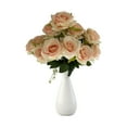 thumbnail image 2 of Fake Flowers Clearance! Ground Cloth 12 Head Gold Wire Angle Rose Home Decoration Ornaments Flower Hotel Table Placement Simulation Rose Bouquet, 2 of 6