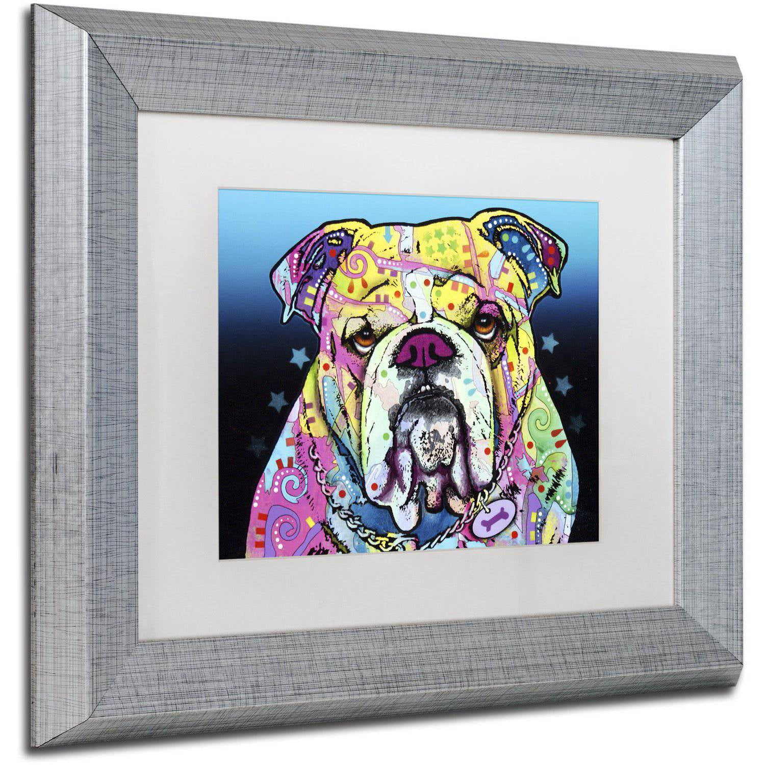 Trademark Fine Art "The Bulldog" Canvas Art by Dean Russo White Matte, Silver Frame