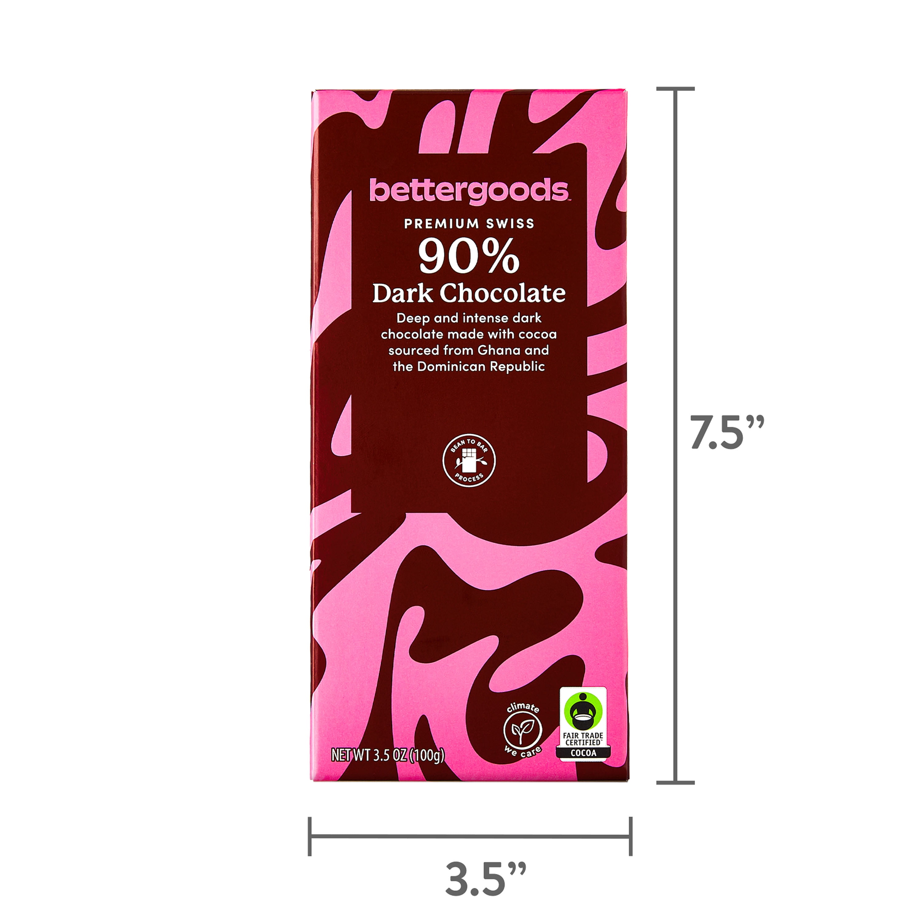bettergoods Premium Swiss 90% Dark Chocolate Bar, 3.5 oz