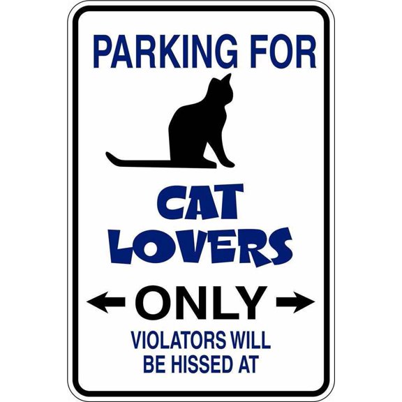 Family Cat Lovers Only Cute Pets Wall Decal Decoration Parking for Cats violators will be Hissed at Sign Lasts Years and Easily Removable - Size: 5 In(W) x 10 In(H)