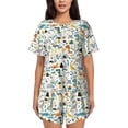 thumbnail image 1 of Balery Cartoon Dinosaur Conjunto de Pijama para Mujer con Estampado, Dos Piezas de Manga Corta y Shorts, Ropa de Dormir Suave con Cuello Redondo y Bolsillos-X-Large, 1 of 6