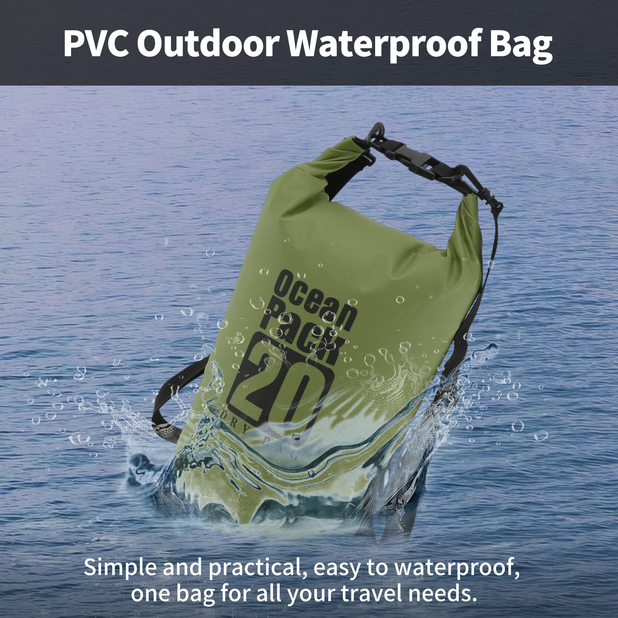 Unique Bargains Durable Waterproof Dry Bag Army Green