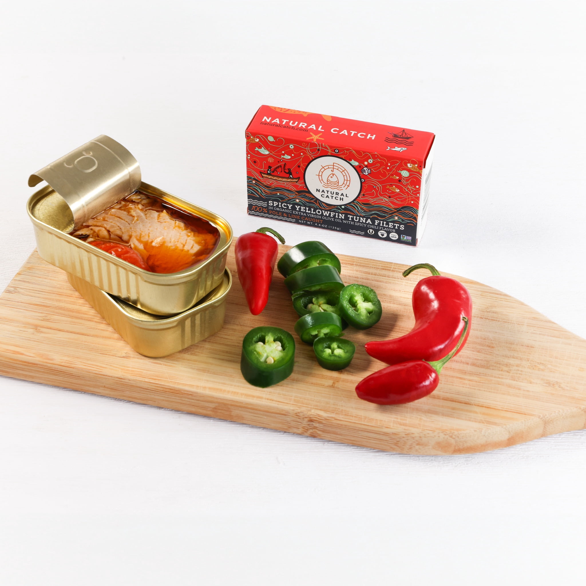 (2 pack) Natural Catch Spicy Chili Yellowfin Tuna in Organic Extra Virgin Olive Oil 4.4 oz