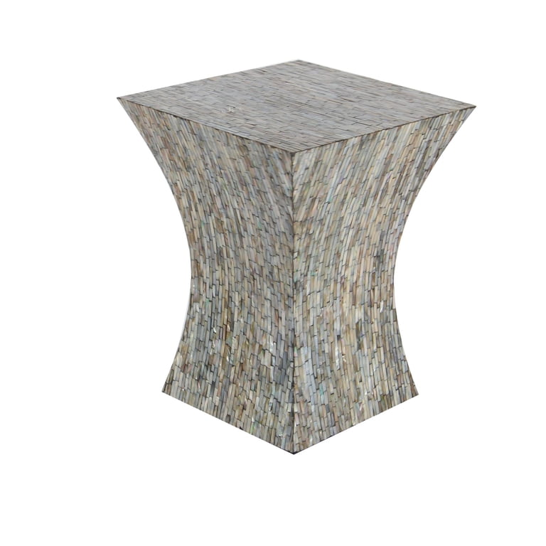 DecMode Mother of Pearl Shell Hourglass Accent Table, Gray photo 7