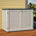 thumbnail image 5 of Thanaddo Weather-Resistant Horizontal Storage Shed, 28 Cu.Ft Large Lockable Outdoor Storage Cabinet, Heavy-Duty Thick HDPE Plastic Unit for Backyard, Patio & Garden (Ivory White), 5 of 12