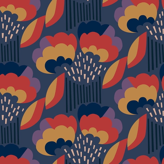 Megan Carter Retro Esme Navy Peel and Stick Wallpaper