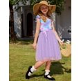 thumbnail image 4 of Arshiner Girls Party Dresses Summer One Shoulder A-Line Dress Shinny Formal Birthday Tulle Dress with Belted, 4 of 6