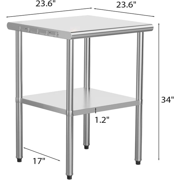 Stainless Steel Foldable Prep Table with Hooks and Adjustable Undershelf for Kitchen Restaurant Garage Heavy Duty Workstation
