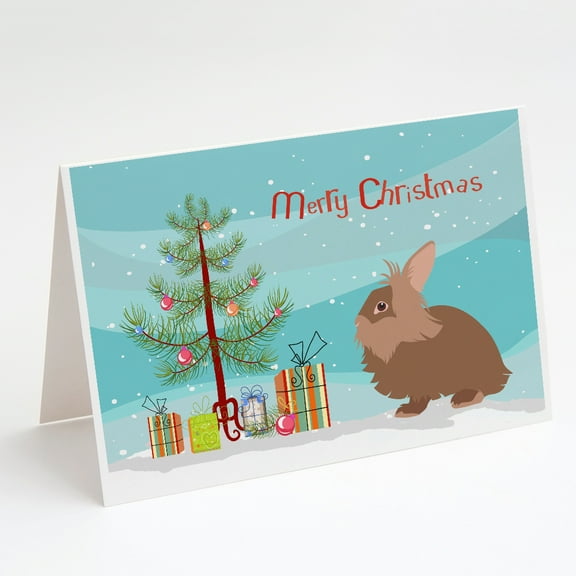 Lionhead Rabbit Christmas Greeting Cards and Envelopes Pack of 8