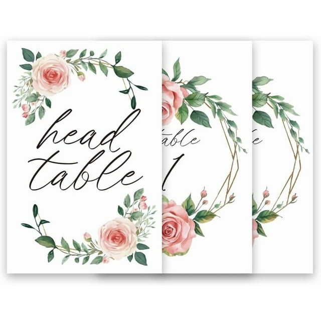 26 números de mesa florales de 5,9 x 3,9 pulgadas, tarjetas de números de mesa con corona de flores del 1 al 25 con números de mesa de cabecera, tarjetas de mesa florales