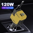 thumbnail image 3 of Adaptador Mechero Coche Cargador 120W 4 en 1 USB Retráctil Tipo C () Amarillo, 3 of 9