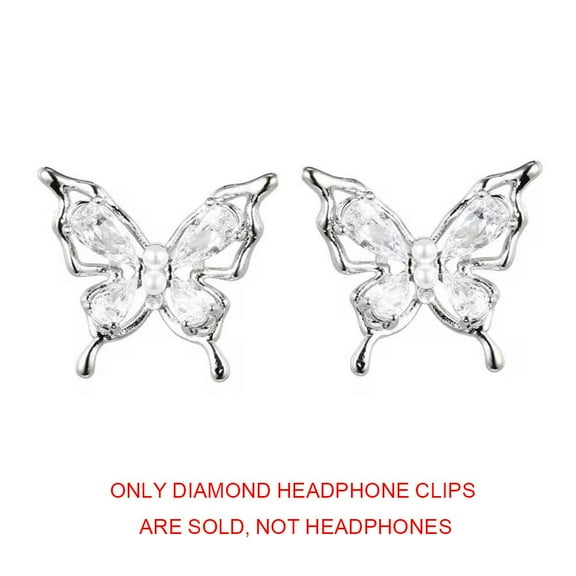 Bow Rhinestone for Clip on Earbuds Open Ear Accessories, Removable Exquisite DIY Decoration, Elegant Zirconia Decorative Earphone Accessories for Women (1 pair)