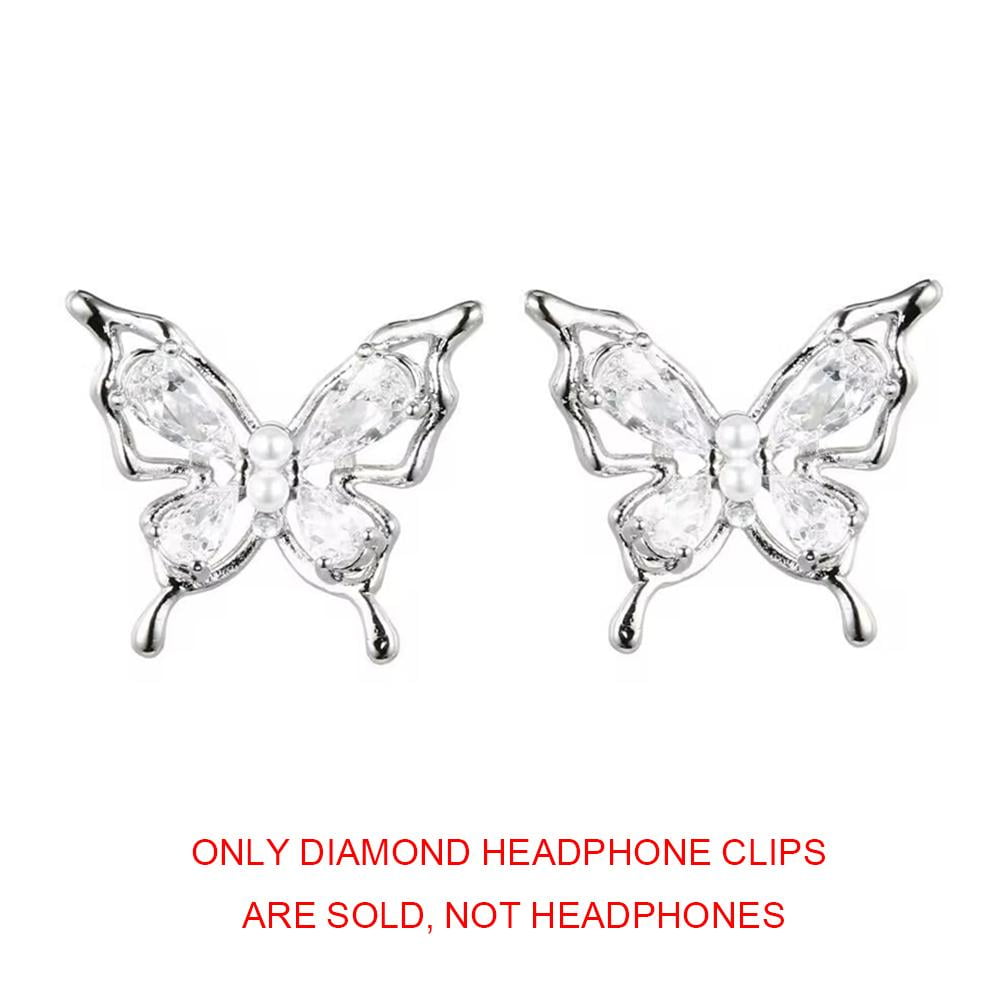 Bow Rhinestone for Clip on Earbuds Open Ear Accessories,Elegant Zirconia Decorative Earphone Accessories,Removable Headphones DIY Decoration,Diamond Buckle Decoration