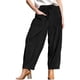thumbnail image 3 of Pantalones de para Mujer, Estilo Holgado, de Pierna , Informales, con Cintura Elástica, Tipo Palazzo y Estilo Harem, con Bolsillos Negro S, 3 of 7