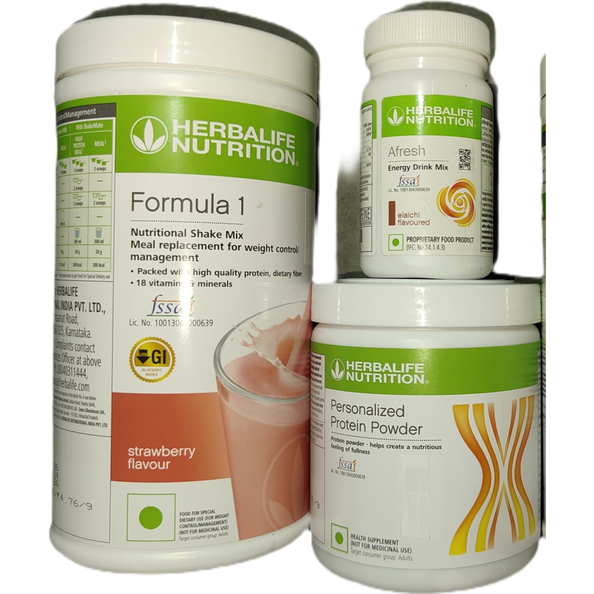Herblife Nutrition Shake Mix Strawberry With Protein Powder 200 G And Afresh - Elaichi With Free Shipping