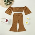 thumbnail image 4 of Sngxgn Little Girls Outfits 2 Piece Toddler Long Sleeve Sweatshirt + Leggings Pants Clothing Set(Brown,90), 4 of 9