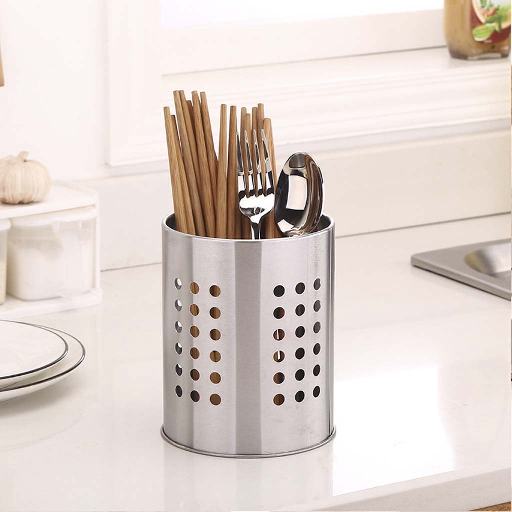 Oasiva Stainless Steel Kitchen Cooking Utensils Holder Crock Drainer Flatware Caddy Cut